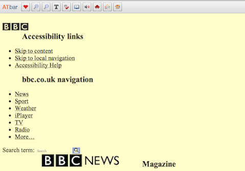 BBC website colour changed and linearised