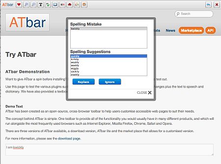 ATbar spell checker